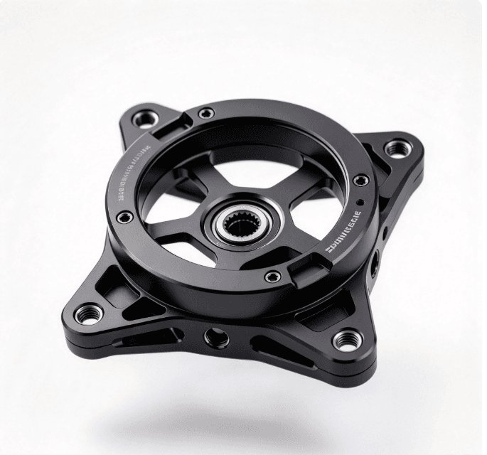 CNC machined black anodized aluminium power unit mounting ring for drone propulsion