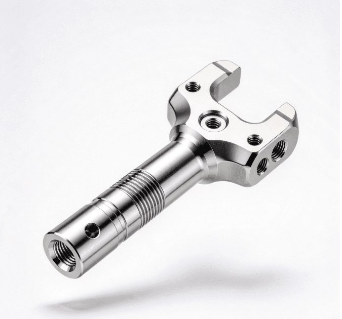 CNC machined stainless steel connector component for medical device assemblies