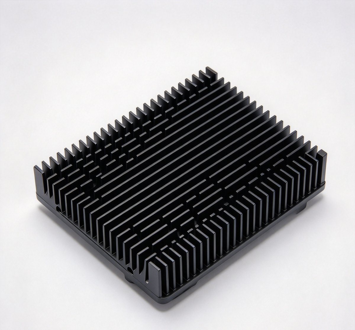 CNC machined black anodized aluminium fixture plate with threaded inserts for automation tooling