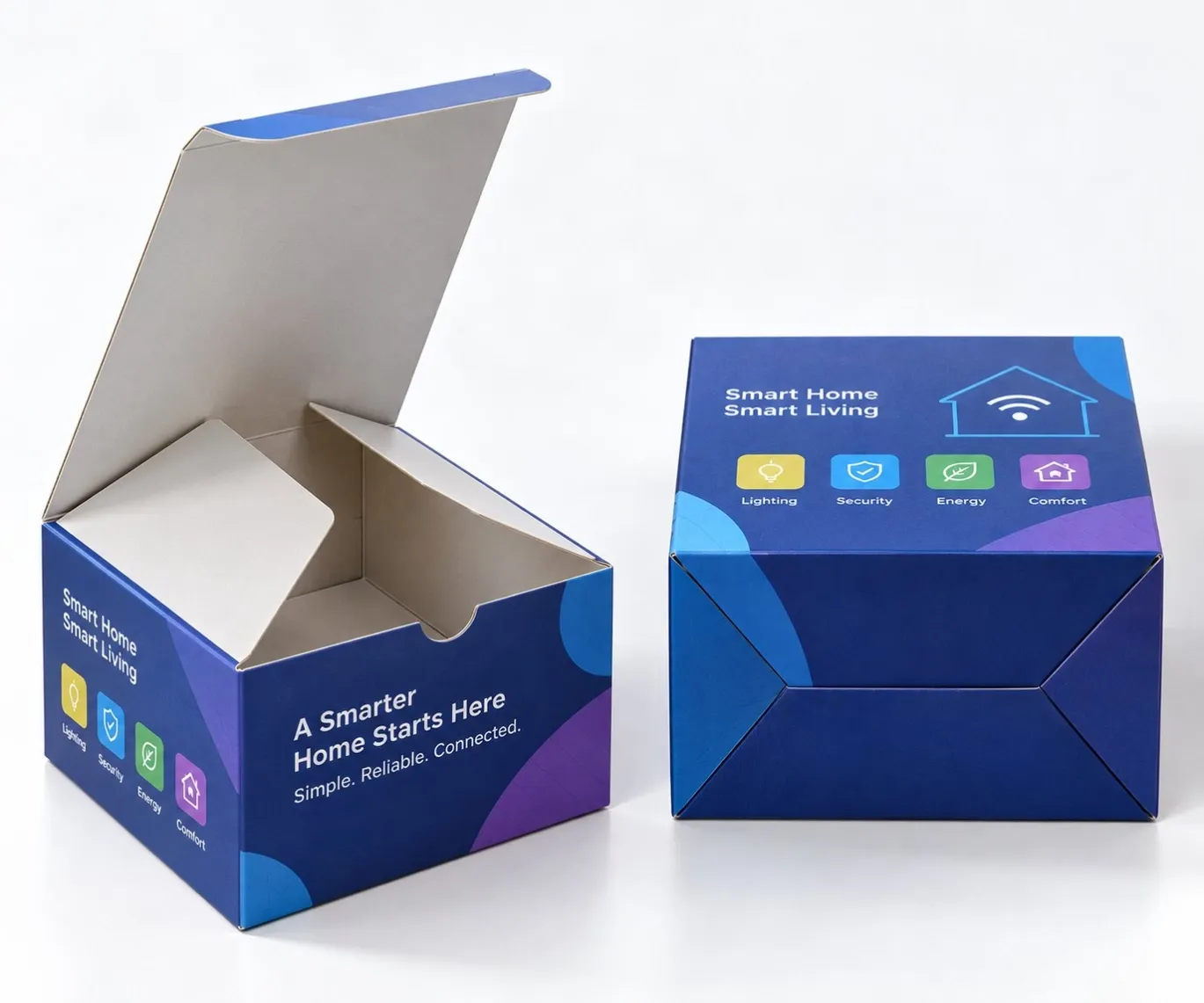 Crash lock bottom boxes with pre-glued bottom for retail packaging