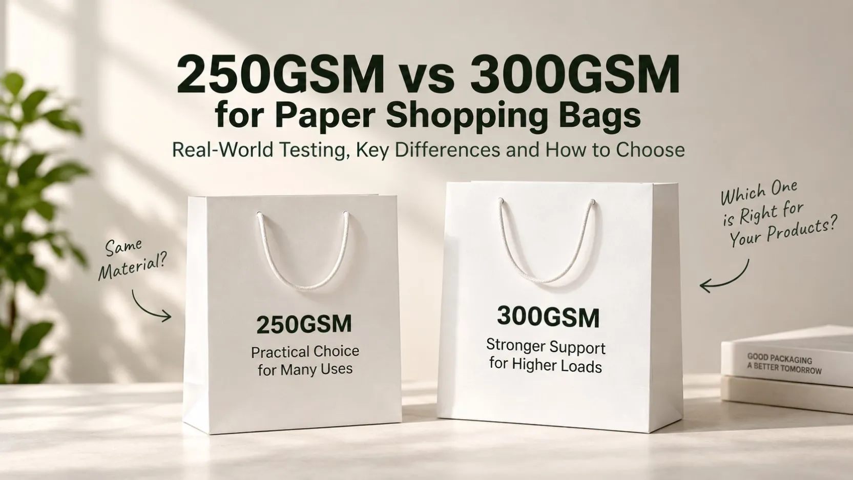 250gsm vs 300gsm paper shopping bags for different product weights