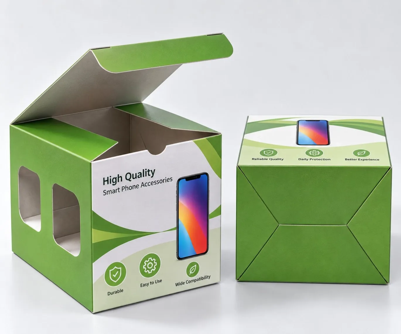 Custom auto lock bottom boxes with pre-glued bottom for electronics packaging