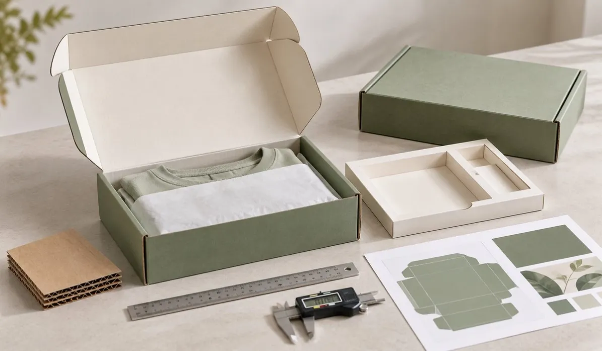 Custom mailer box sample approval with product fit material and dieline review