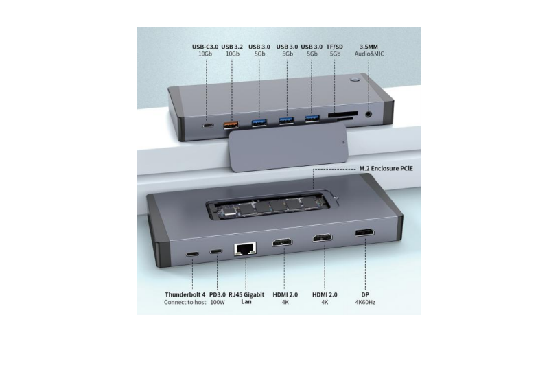 Mattzon MZTC9791 15-in-1 SSD NVMe/SATA Hub with MST and 8K DisplayPort