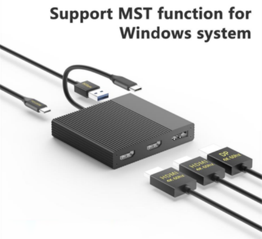 Mattzon MZTC3045 multi-display station, dual HDMI + DP with MST support