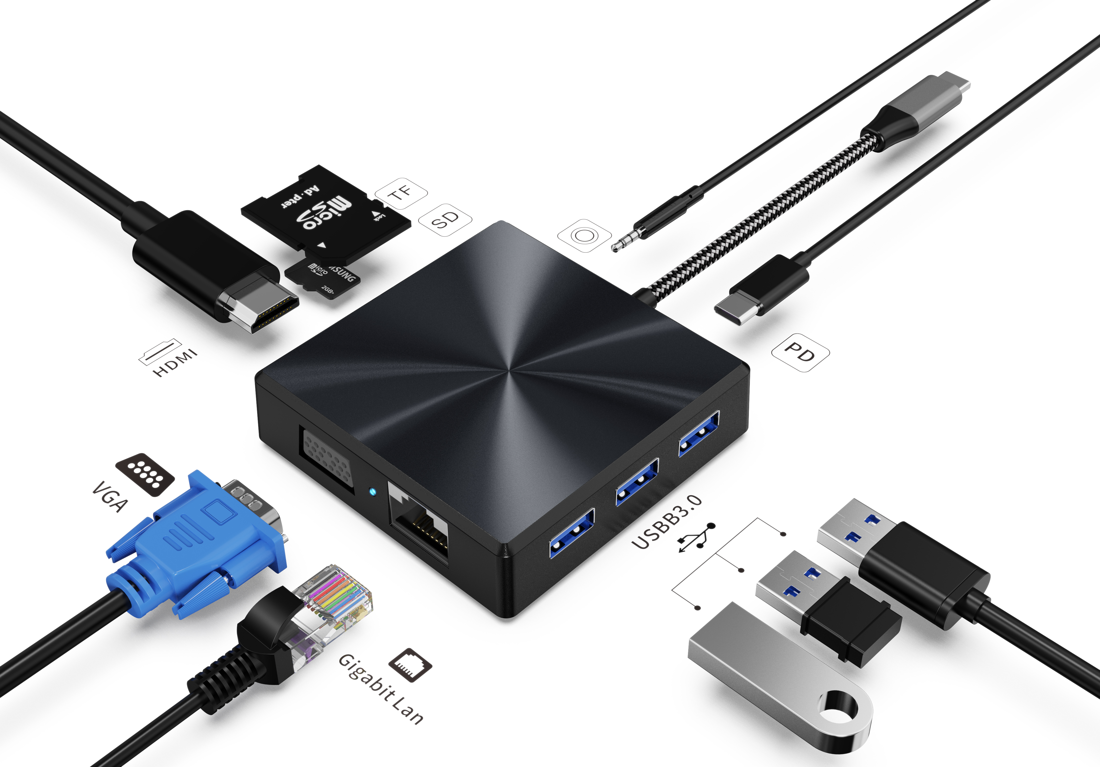 Mattzon MZTC0160 10-in-1 USB-C hub with dual HDMI