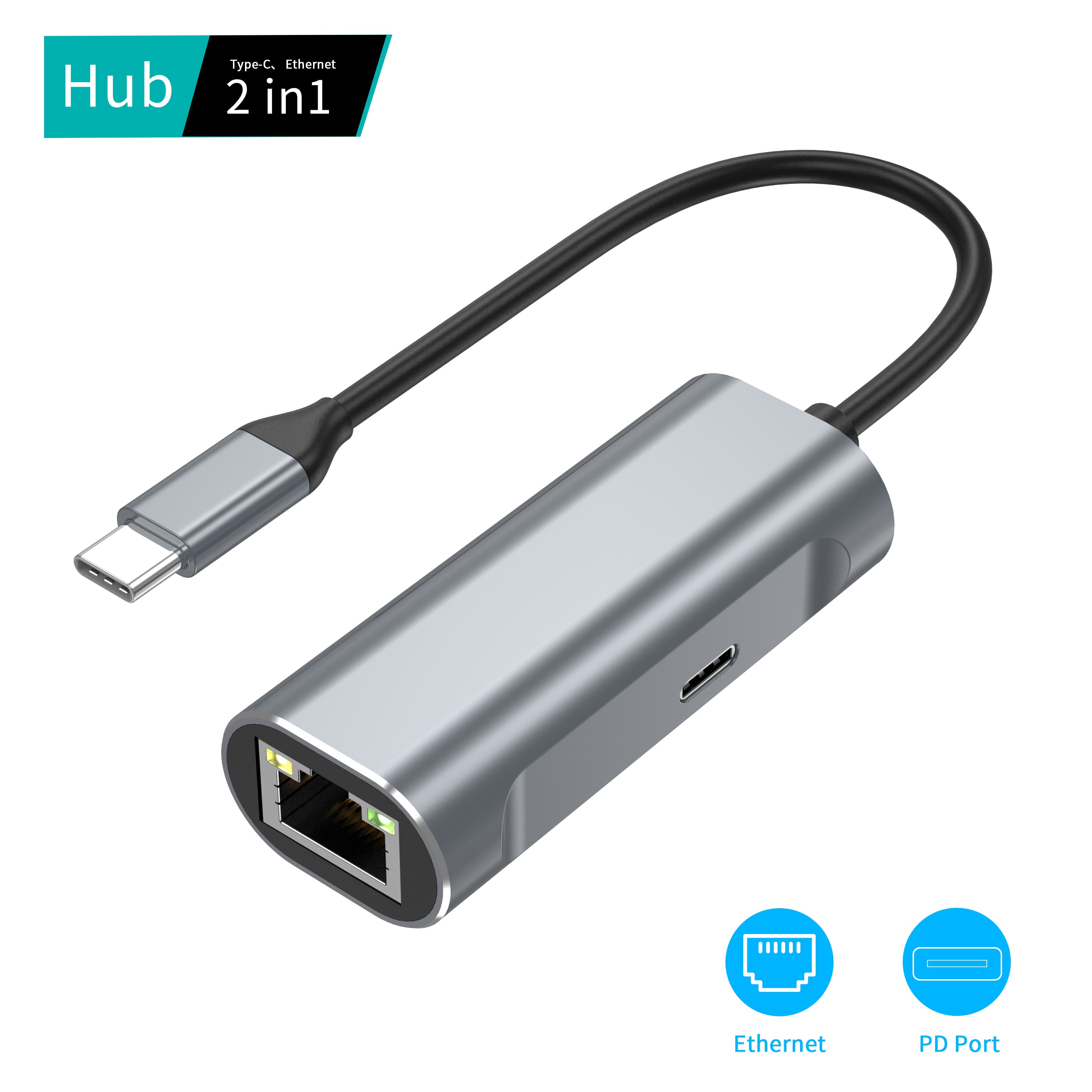 Mattzon MZTC9822S USB-C to RJ45 adapter with 100W PD