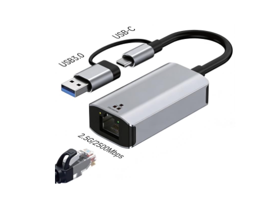 Mattzon MZTC0190 ultra-speed 2.5G ethernet adapter, USB 3.0 and USB-C input