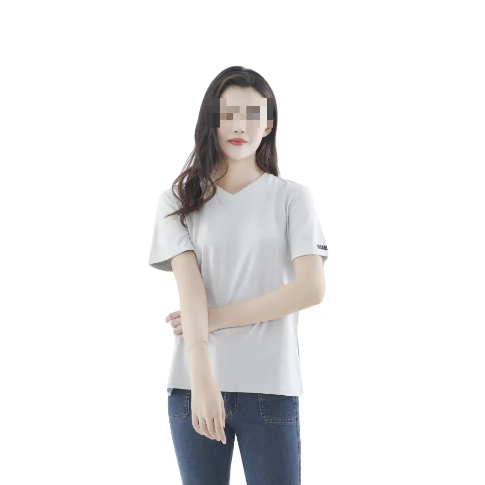 EMF Protection V-Neck T-Shirt TX009 — Silver Fiber Anti Radiation Tee product photo 4