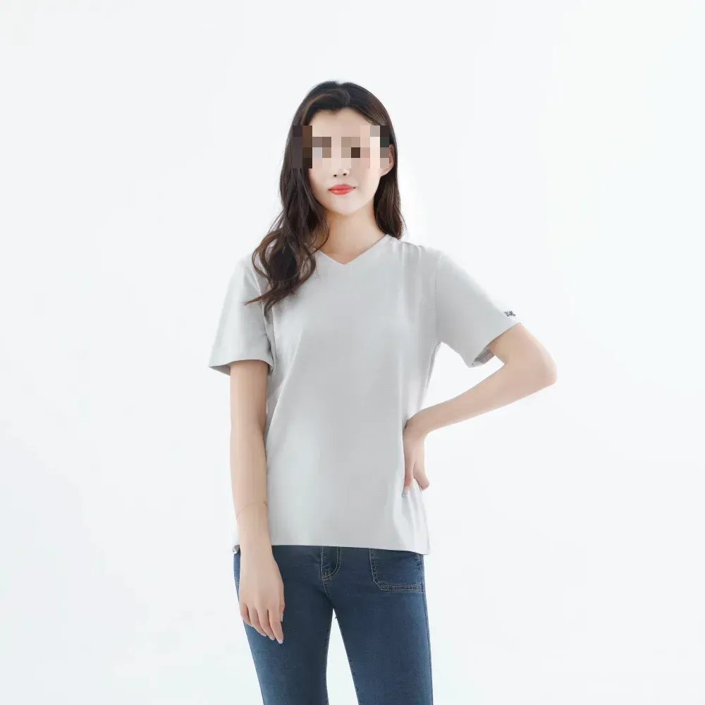 EMF Protection V-Neck T-Shirt TX009 — Silver Fiber Anti Radiation Tee product photo 3