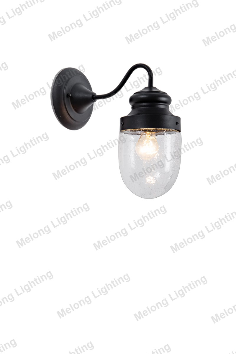 Modern outdoor wall light 8205W - die-cast aluminum black finish with seeded glass (8205W)