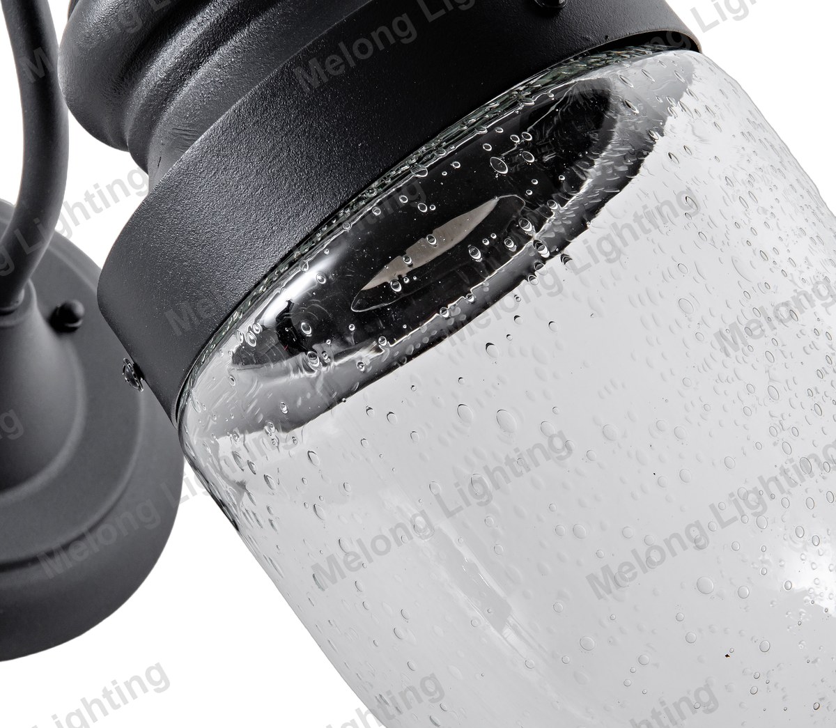 Modern outdoor wall light 8205W - die-cast aluminum black finish with seeded glass (8205W)