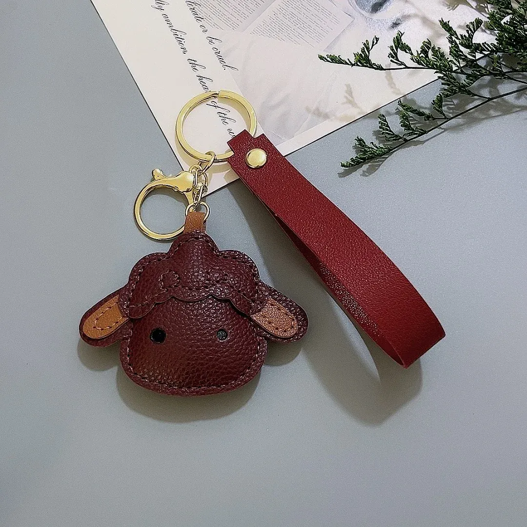 PU Leather Sheep Keychain Charm, product photo 04