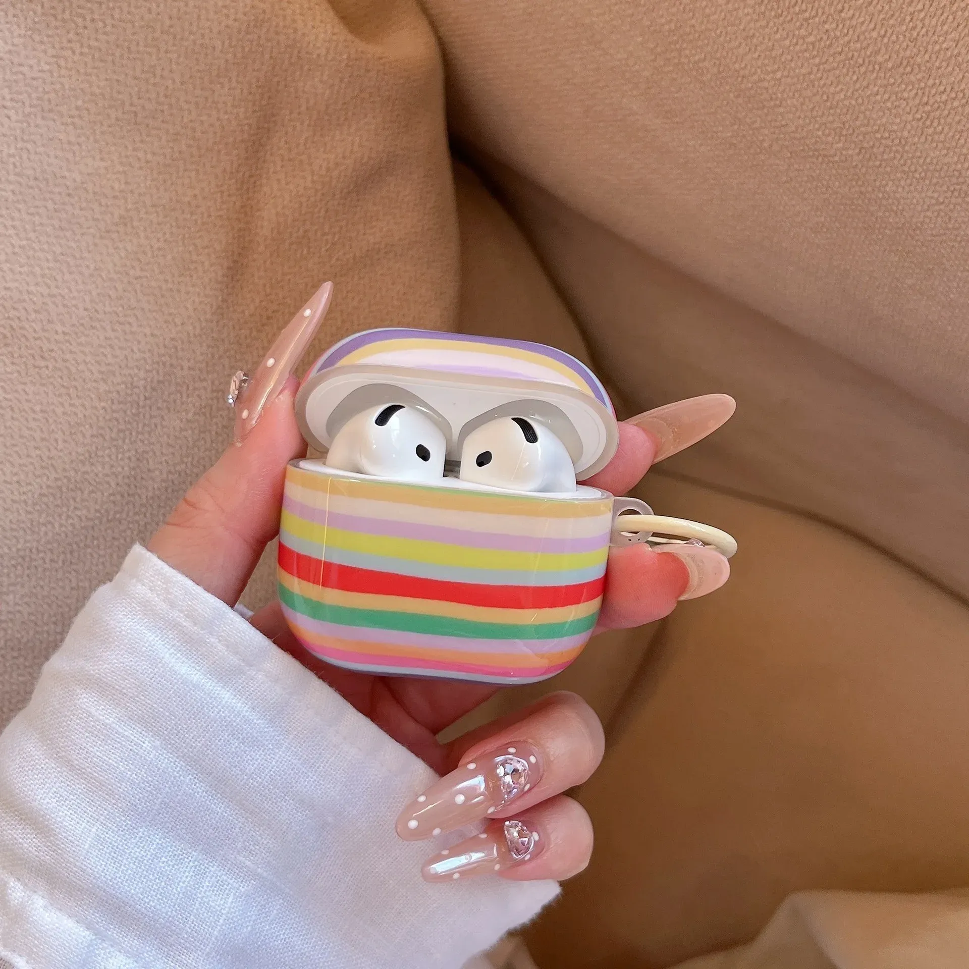 Rainbow Stripe Soft TPU AirPods Case, product photo 02