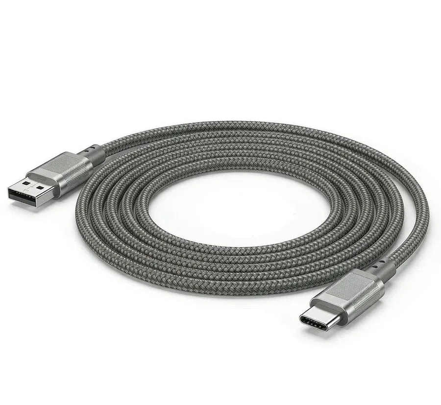 Braided nylon USB-A to USB-C charging and data cable