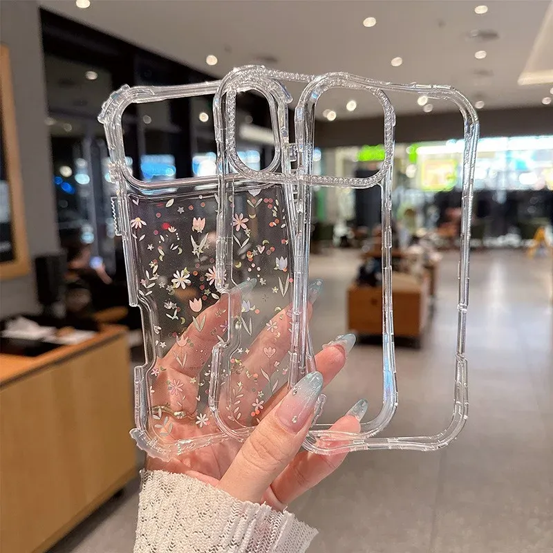 IMD Floral Frame Transparent Phone Case, product photo 04
