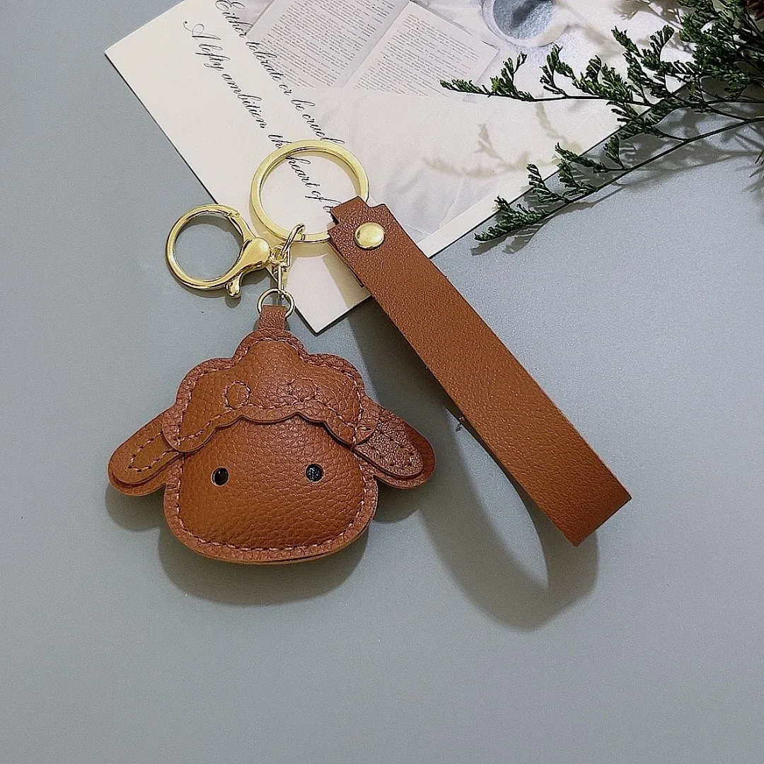 PU Leather Sheep Keychain Charm, product photo 03