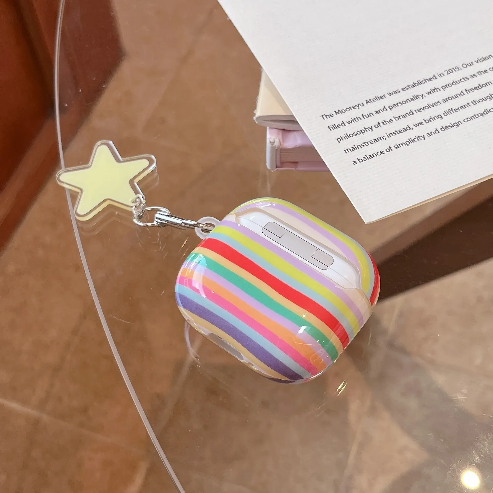 Rainbow Stripe Soft TPU AirPods Case, product photo 03