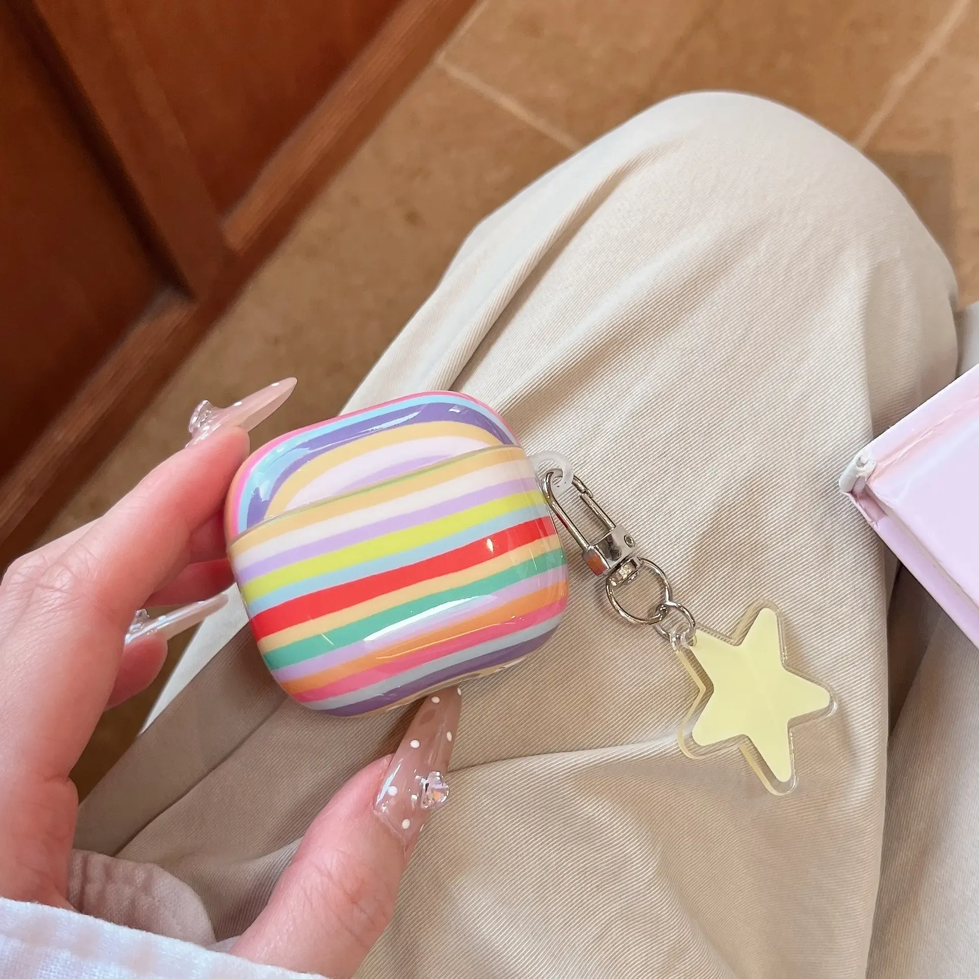 Rainbow Stripe Soft TPU AirPods Case, main product photo