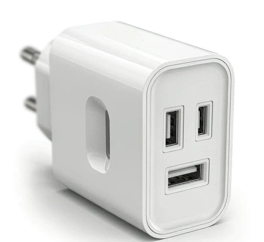 65W GaN multi-port fast wall charger with dual USB-C and USB-A ports