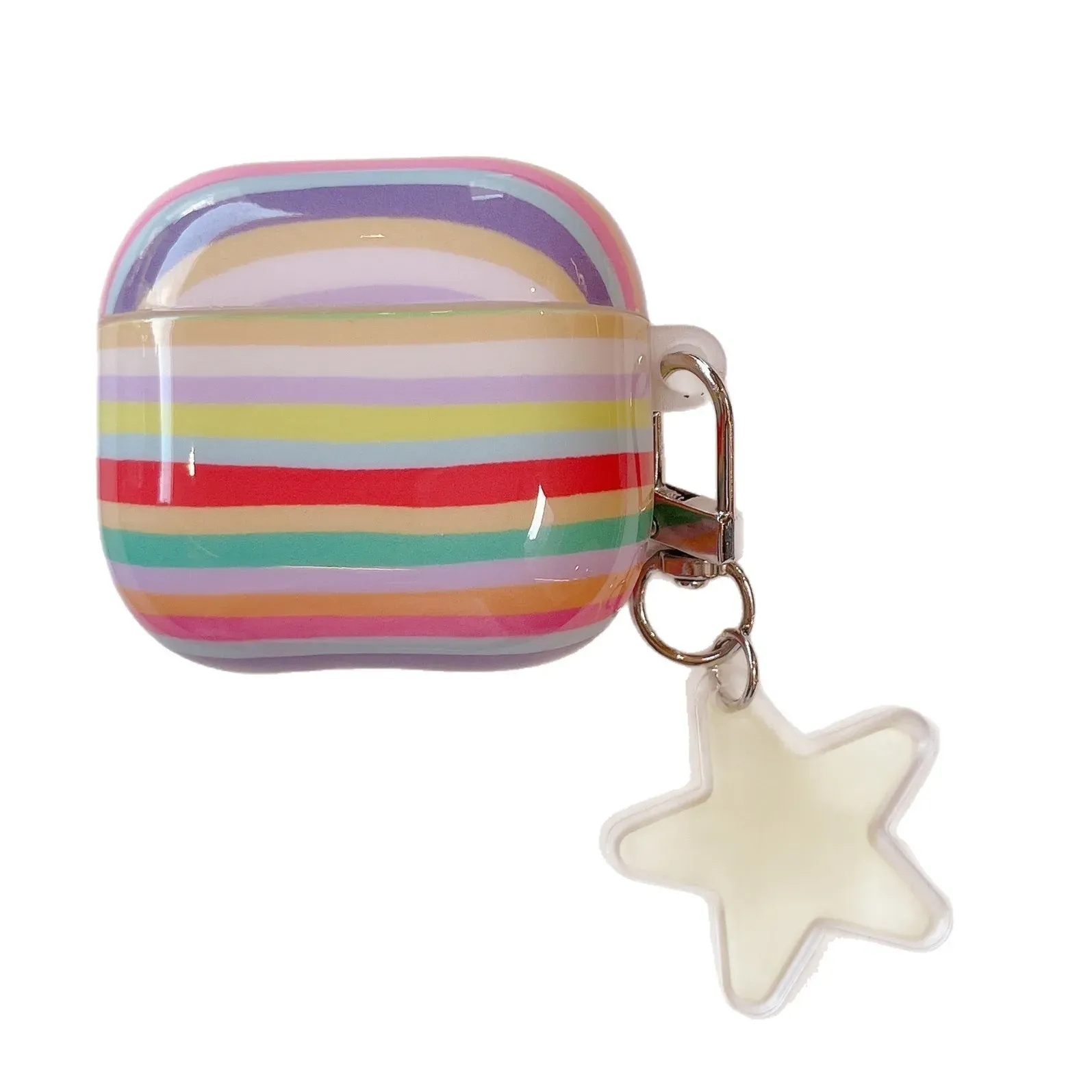 Rainbow Stripe Soft TPU AirPods Case, product photo 04