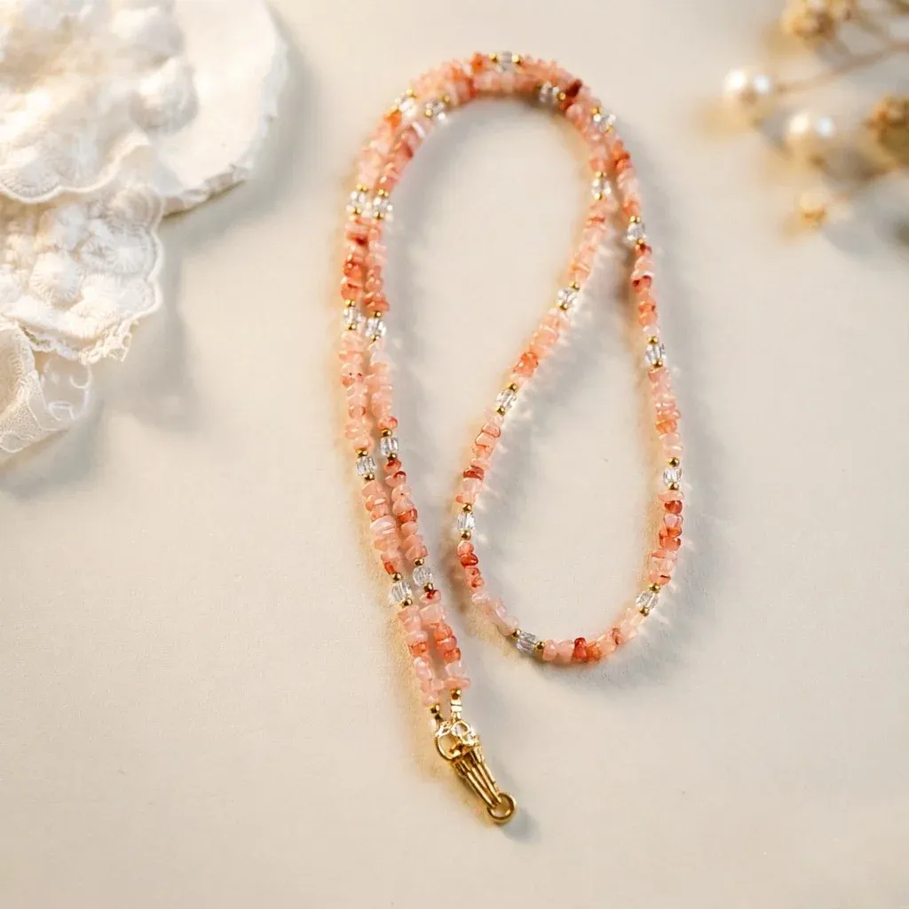 Pink Crystal Beaded Crossbody Phone Chain, product photo 03