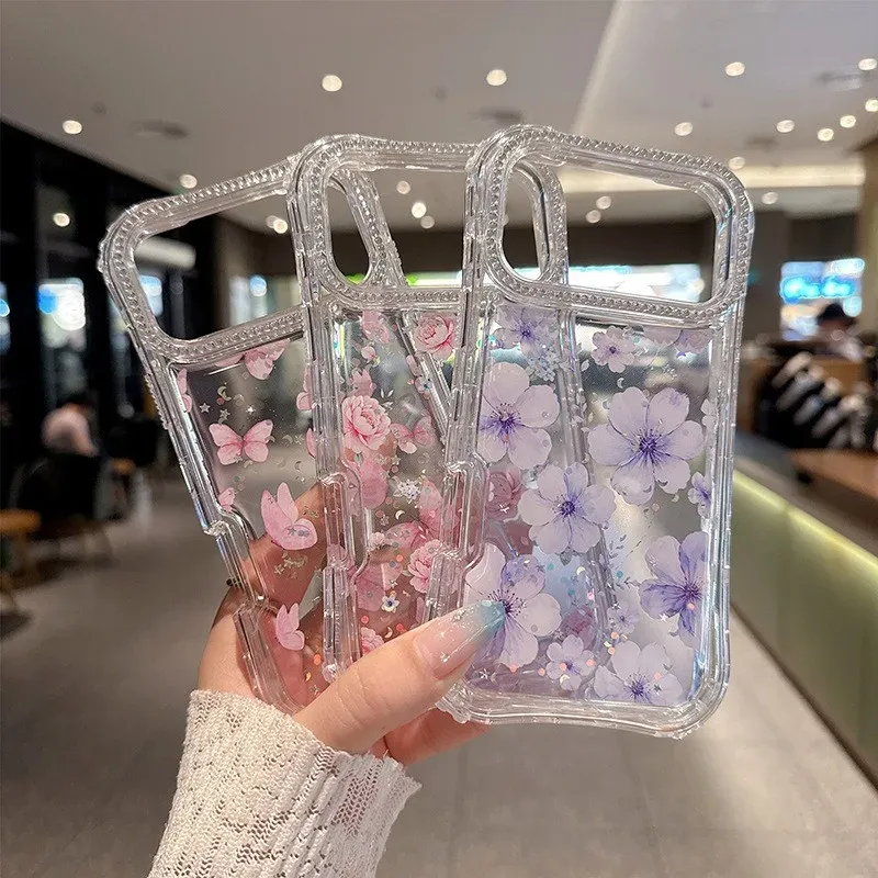 IMD Floral Frame Transparent Phone Case, product photo 03