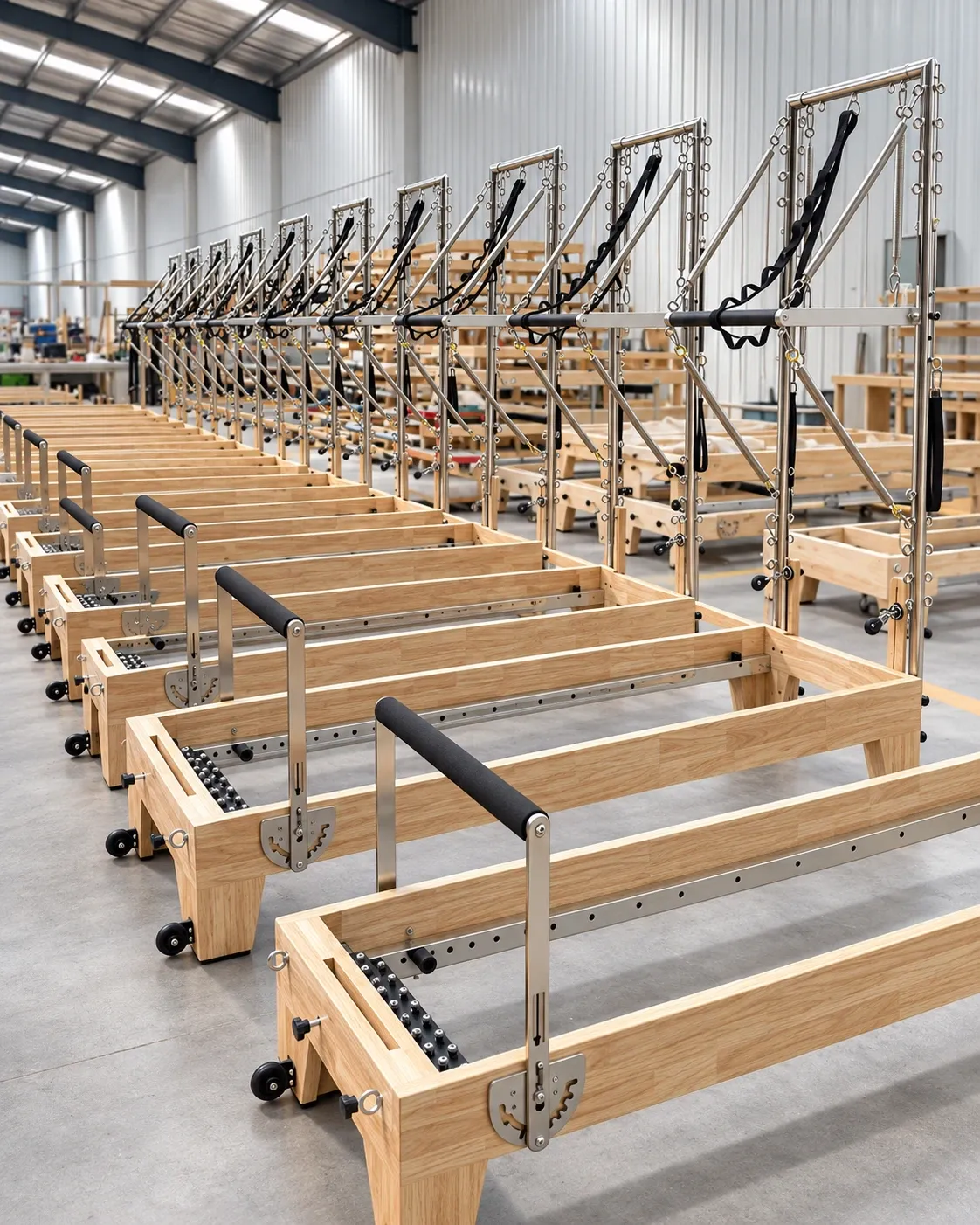oak-pilates-reformer-half-tower-production