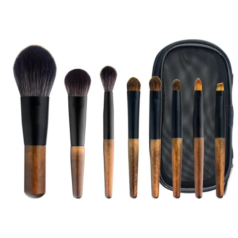 8 Pcs Mini Portable Makeup Brush Set with Carry Bag