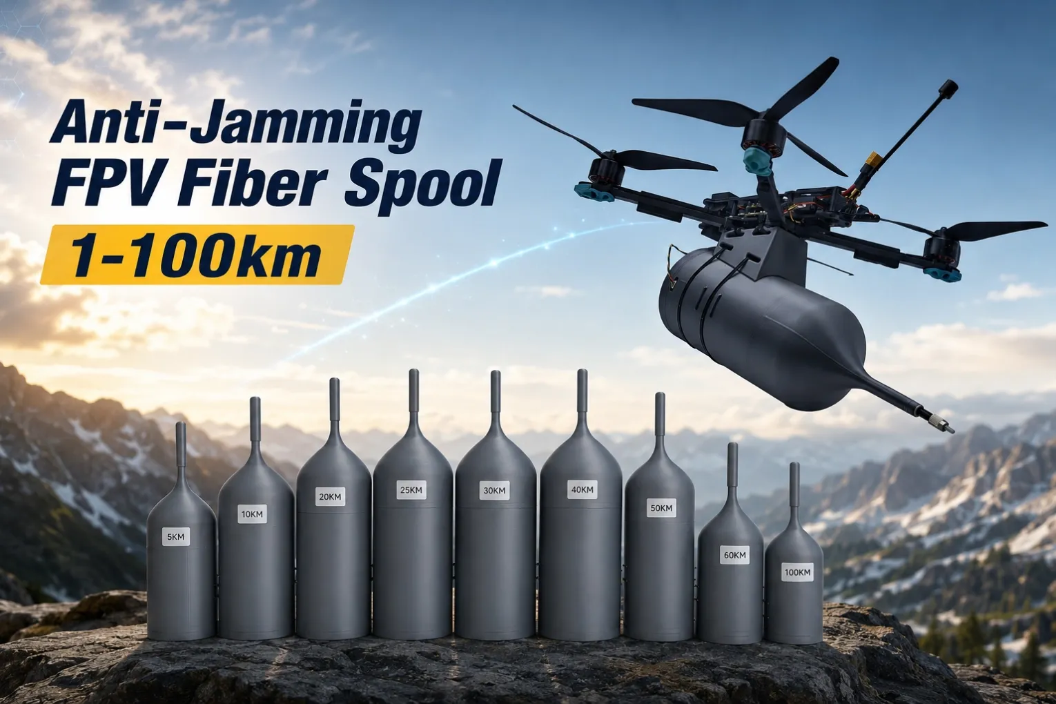 Anti-Jamming FPV Fiber Spool 1-100km 1
