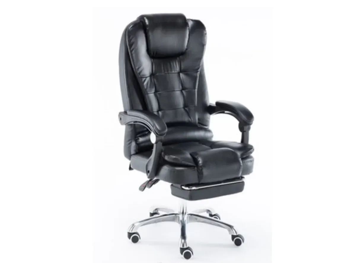 Prana Life executive leather chair 809 with footrest and chrome base