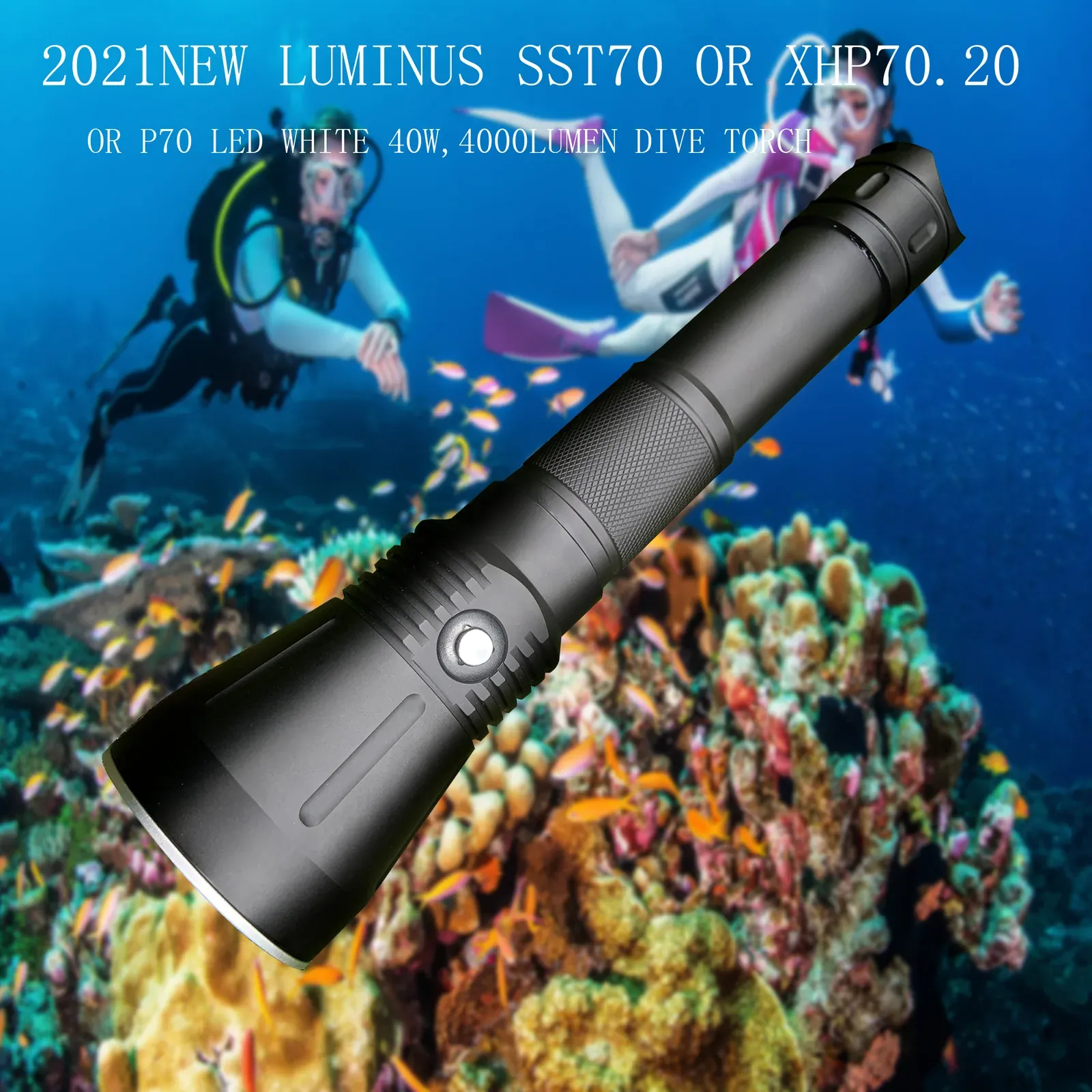 UEQIOV DV16 3500LM Rechargeable LED Aluminum Dive Light IP68 50M Waterproof 26650 Underwater Torch product image 4
