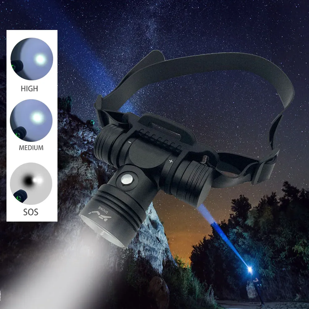 UEQIOV DH01 Diving Head Flashlight Adjustable Waterproof Headlamp 1000lm High Power Underwater White product image 6