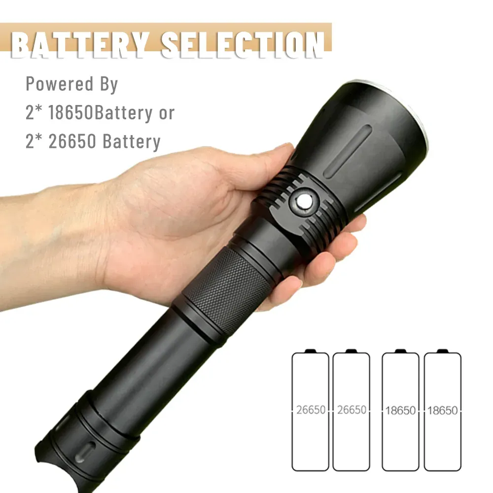 UEQIOV DV16 3500LM Rechargeable LED Aluminum Dive Light IP68 50M Waterproof 26650 Underwater Torch product image 3