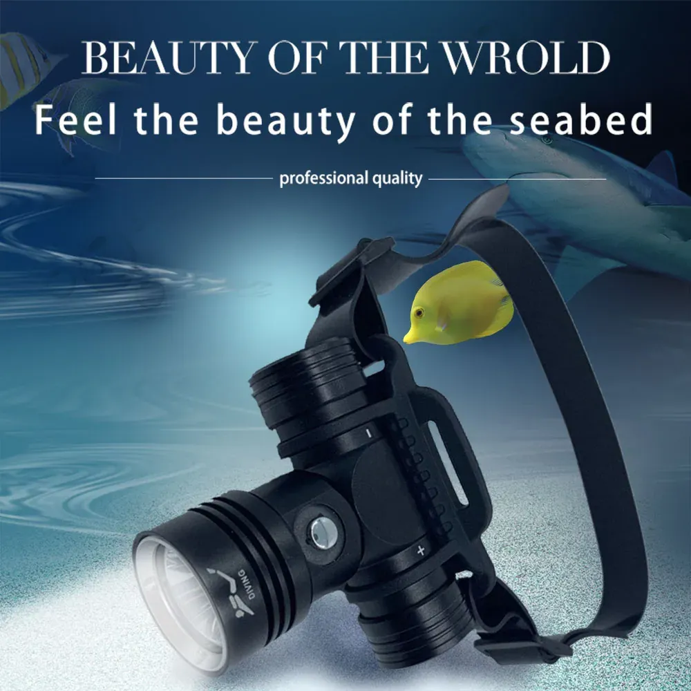 UEQIOV DH01 Diving Head Flashlight Adjustable Waterproof Headlamp 1000lm High Power Underwater White product image 4