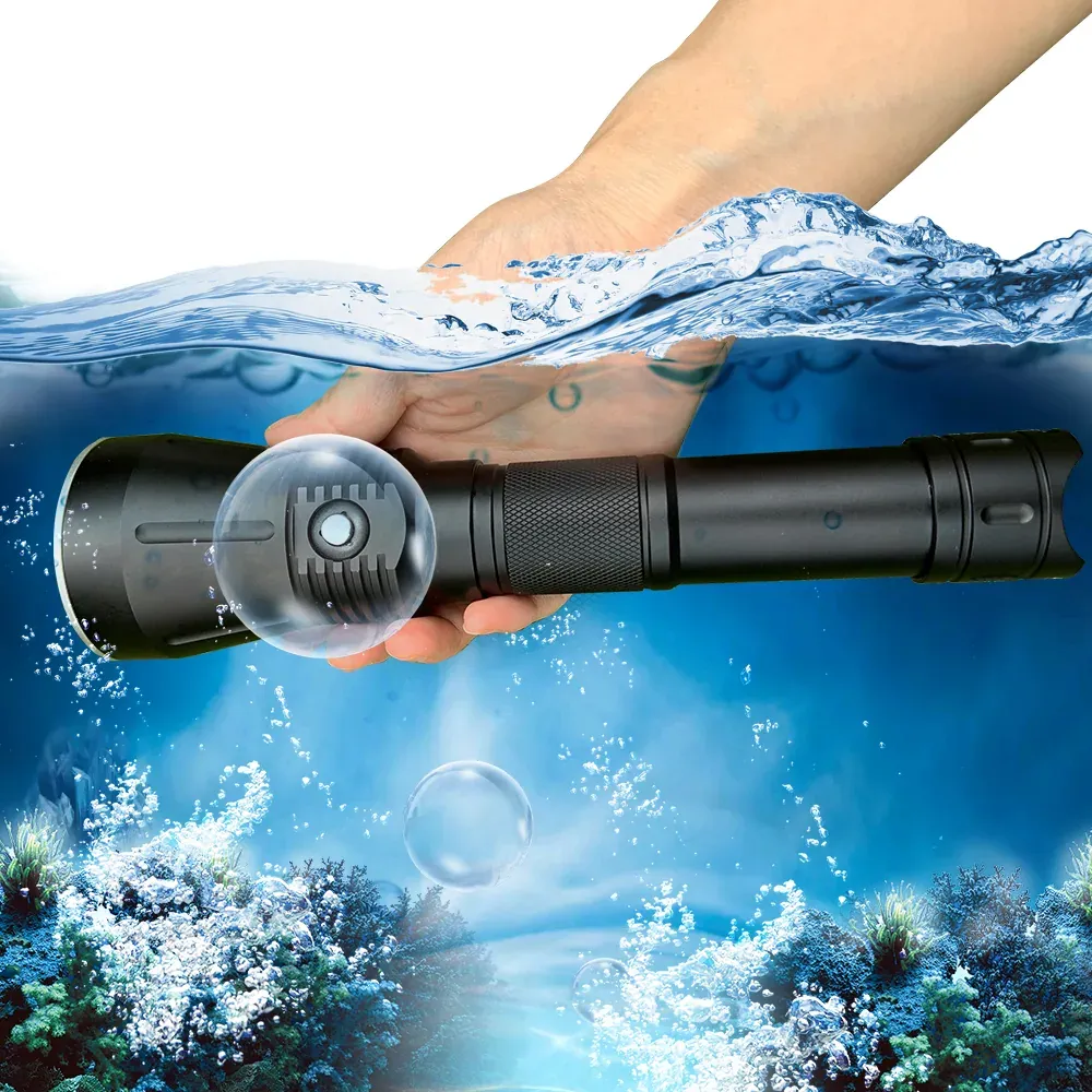UEQIOV DV16 3500LM Rechargeable LED Aluminum Dive Light IP68 50M Waterproof 26650 Underwater Torch product image 6