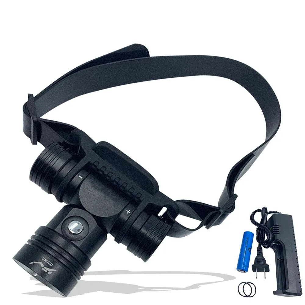 UEQIOV DH01 Diving Head Flashlight Adjustable Waterproof Headlamp 1000lm High Power Underwater White product image 1