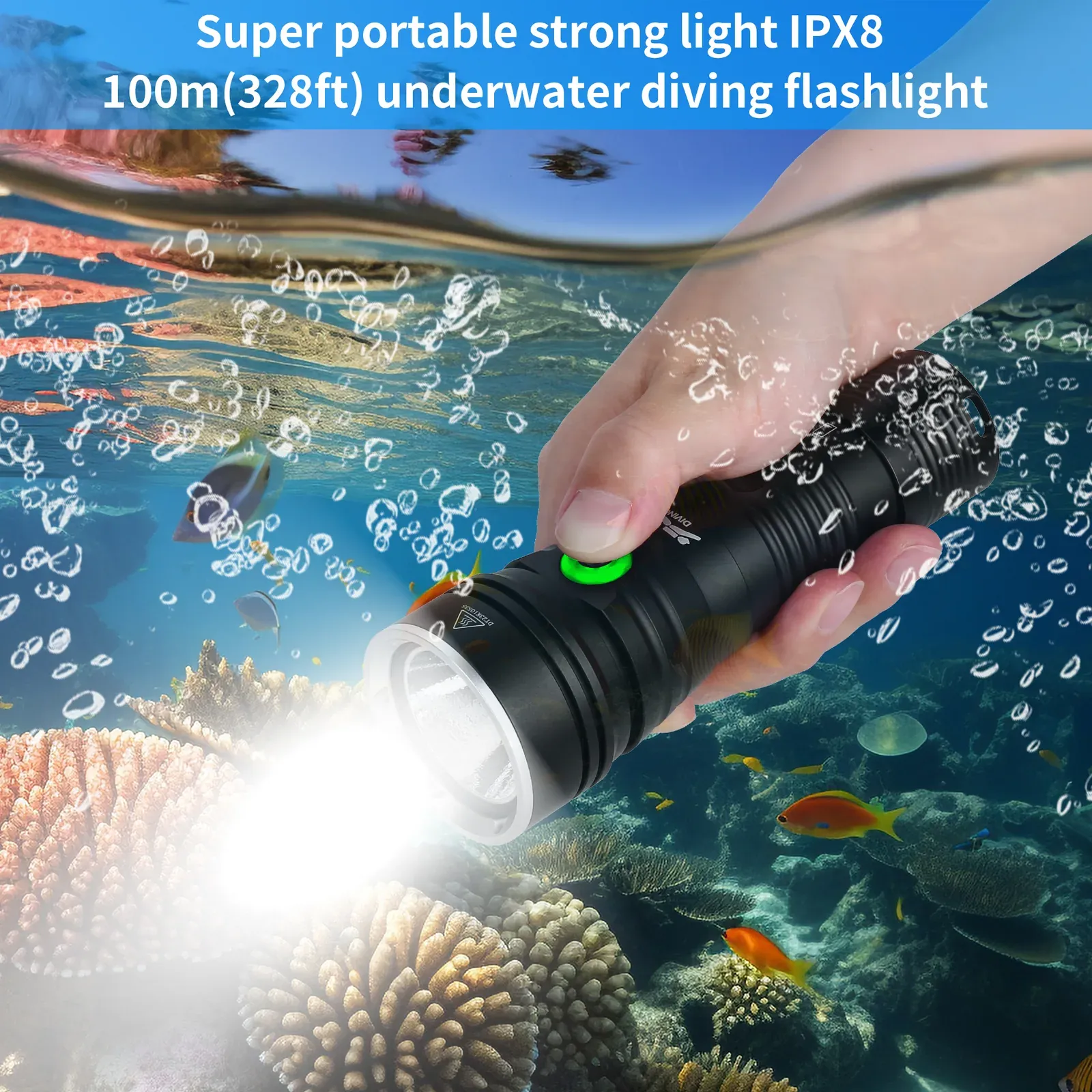 UEQIOV W76 2000LM Rechargeable LED Aluminum Dive Light IP68 60M Waterproof 26650 Underwater Torch product image 6