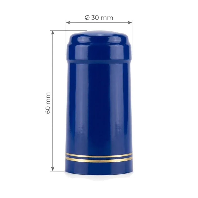 Dimension diagram of PVC shrink wine bottle capsule: 30 mm finish diameter and 60 mm height
