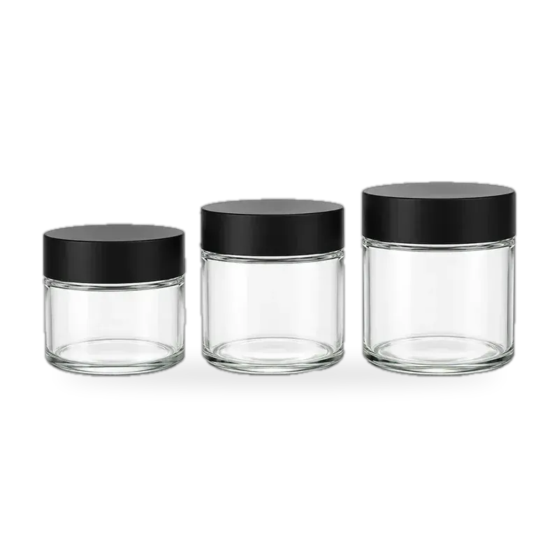 Clear glass cosmetic jar set for skincare packaging