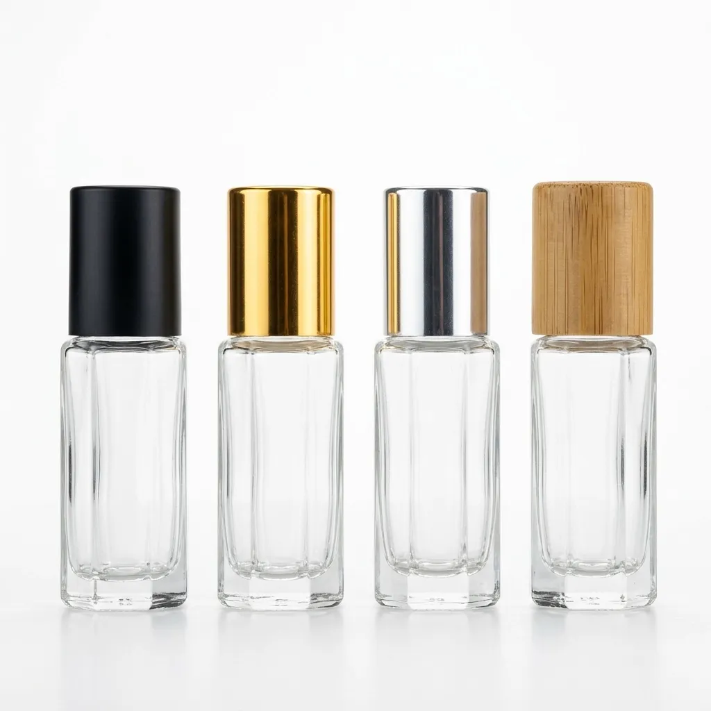SEALAND 3ml, 6ml and 12ml slim octagonal glass roller bottles with matching roller inserts, caps, custom colors, logo decoration and retail box options.3