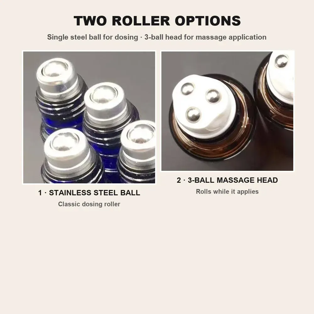 Two roller options: stainless steel ball and 3-ball massage head