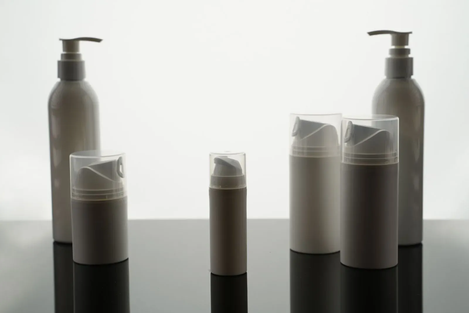 Stylish arrangement of empty glass bottles for product display