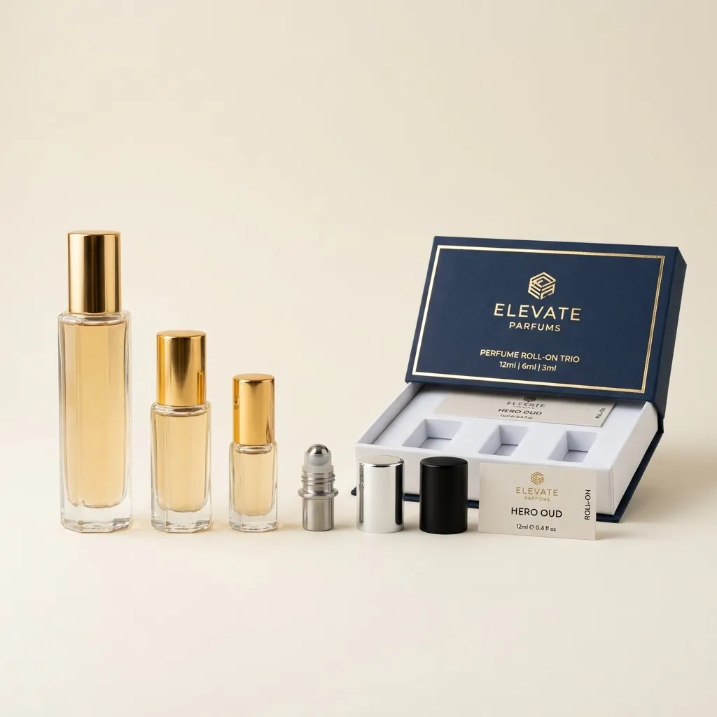 SEALAND 3ml, 6ml and 12ml slim octagonal glass roller bottles with matching roller inserts, caps, custom colors, logo decoration and retail box options.1