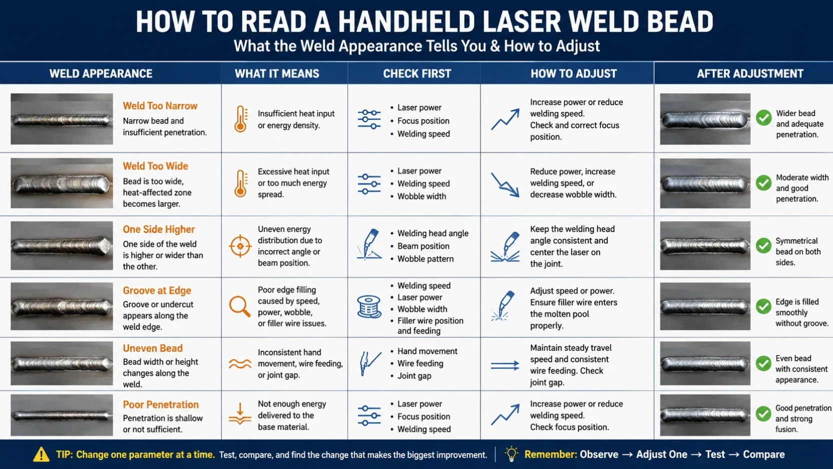 How to Read a Handheld Laser Weld Bead-What the Weld Appearance Tells You