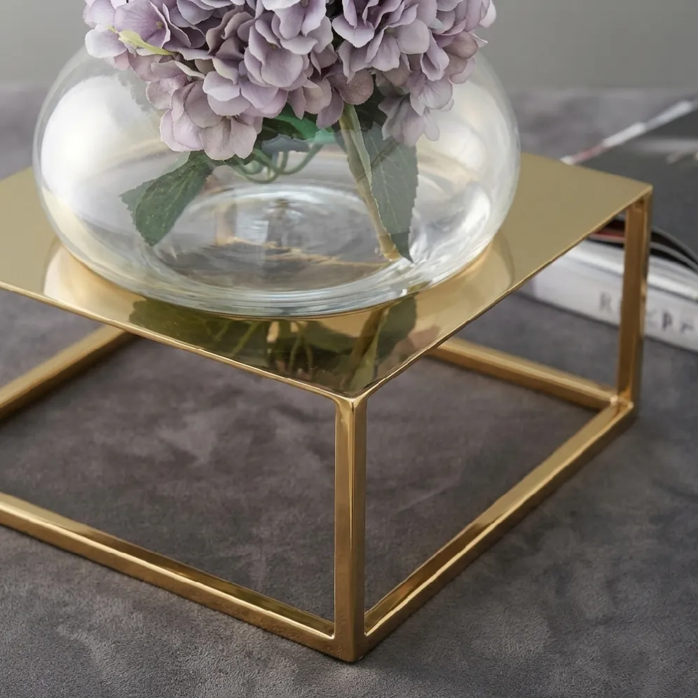 stainless steel glass vase close up