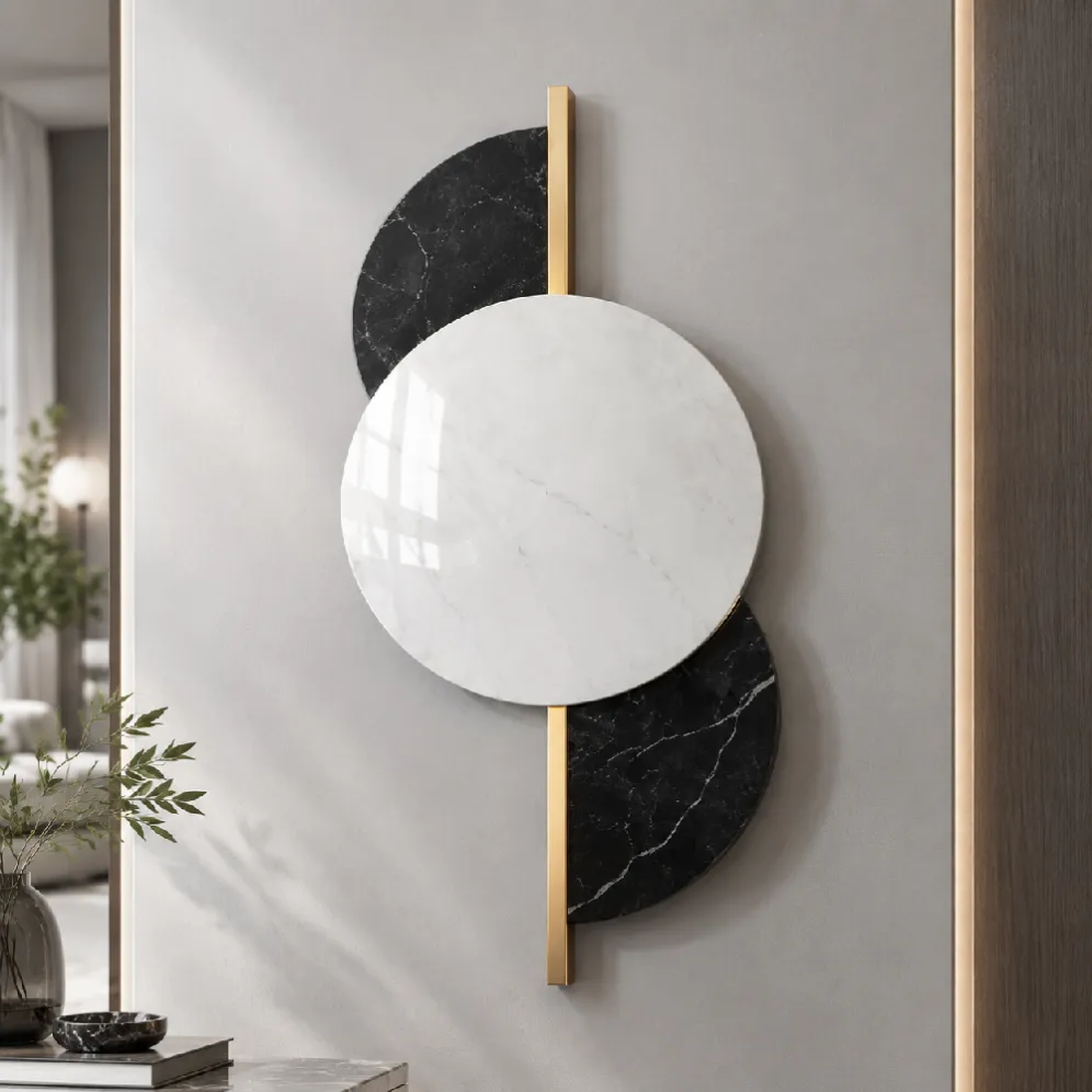 marble and stainless steel decorative wall object