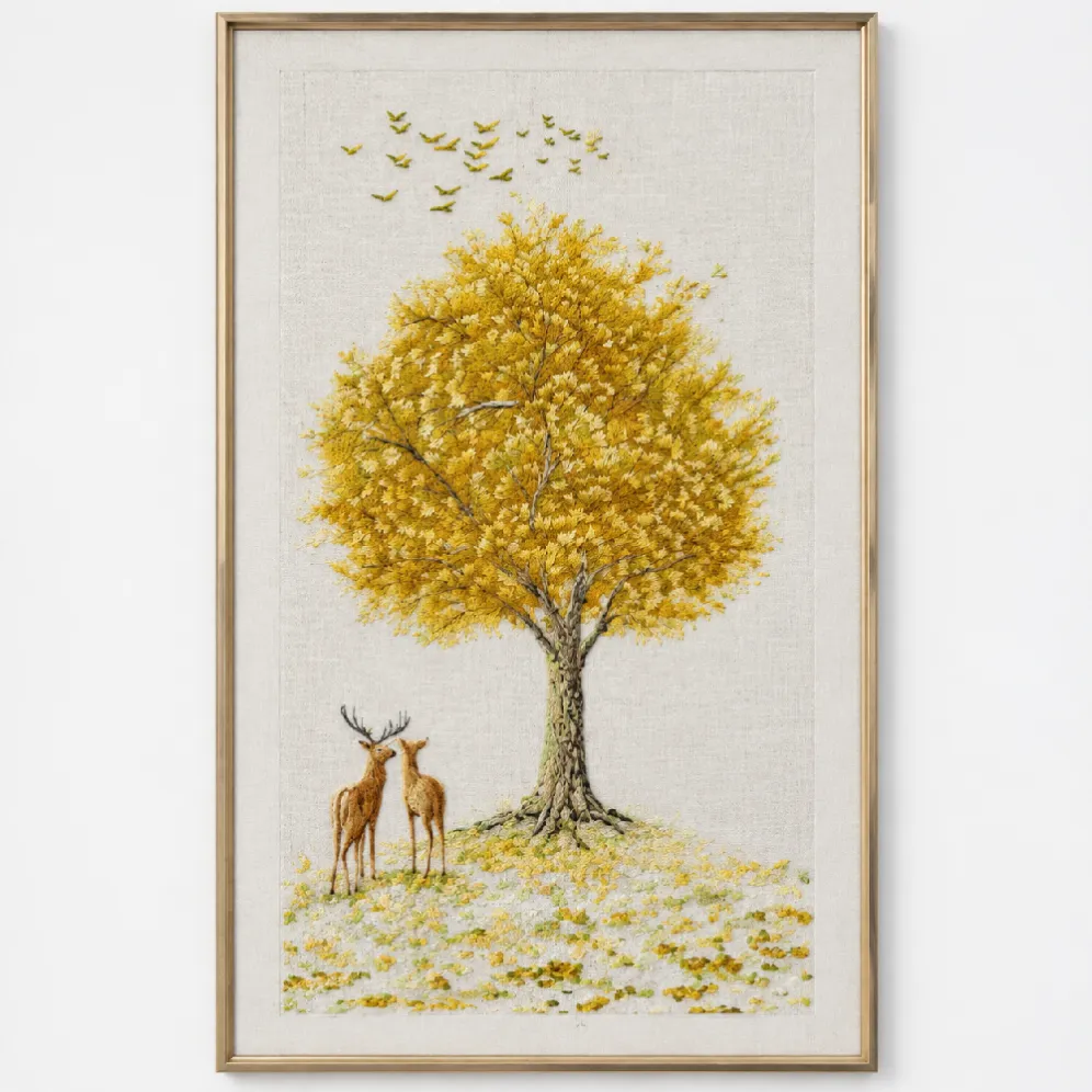 hand embroidered tree artwork