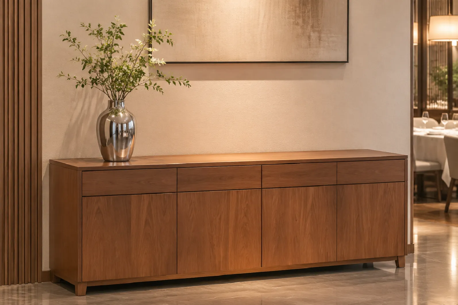 stainless-steel-vase-restaurant-sideboard