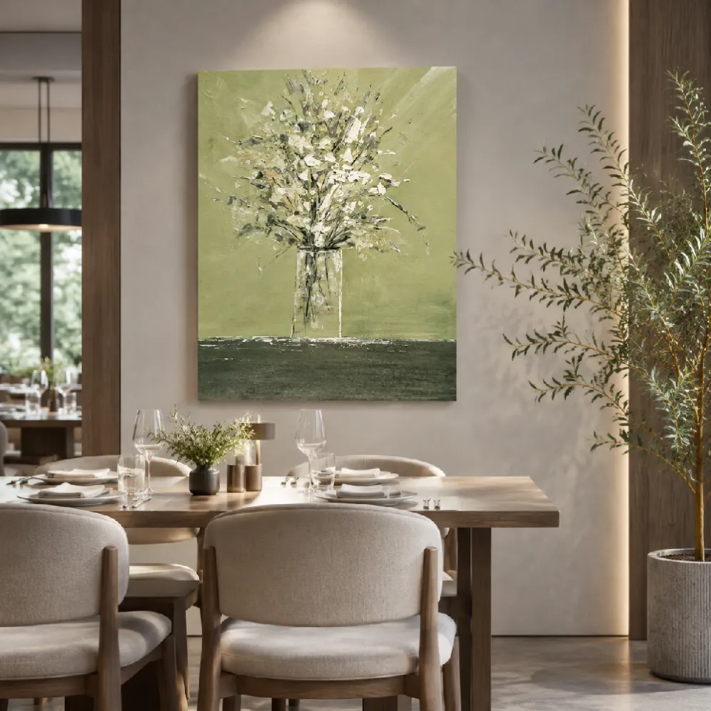 restaurant floral wall art interior